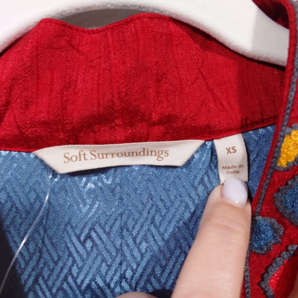 Soft Surroundings Embroidered Boho Duster XS Maxi Coat Festival Statement Piece - Picture 5 of 10